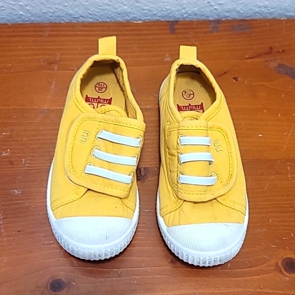 M&M Canvas Sneakers Kids Size 28 11 Yellow Hook Loop Low Top M21398